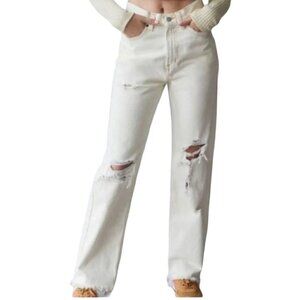 BDG Urban Outfitters Cowboy Jeans Cream Contrast Stitch Straight Size 25x32